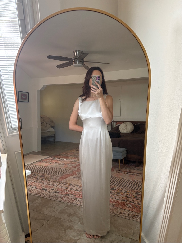 Tahari Ivory Satin Wedding Gown